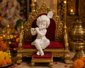 Adorable Kid Krishna Playing Flute Idol | 3D Printed Decorative Statue for Home, Desk & Car Dashboard
