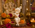 Adorable Kid Krishna Playing Flute Idol | 3D Printed Decorative Statue for Home, Desk & Car Dashboard