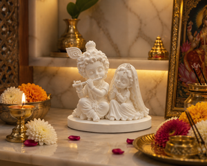 Adorable Radha Krishna Idol | 3D Printed Decorative Statue for Home, Desk & Puja Space