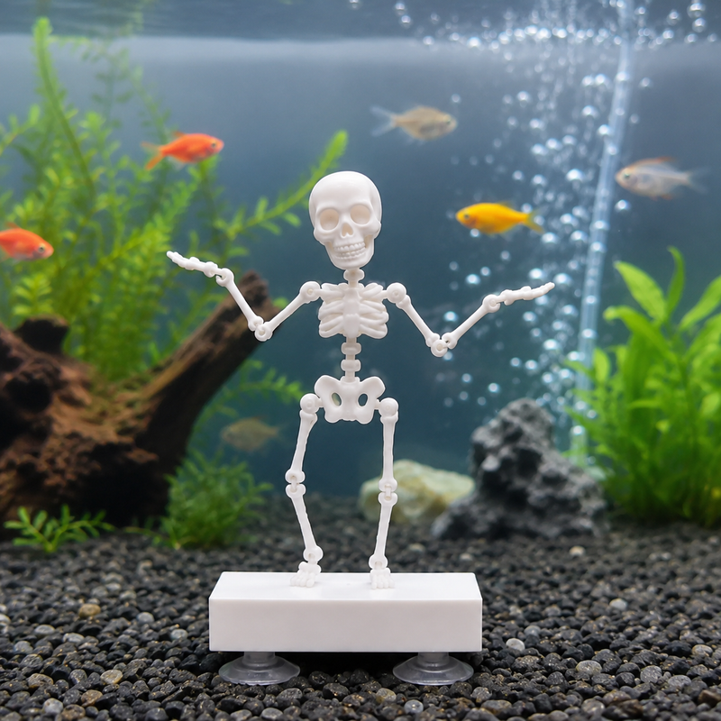 Dancing Aquarium Skeleton Decoration | Funny Moving Fish Tank Ornament | Flexible Poseable Aquarium Decor