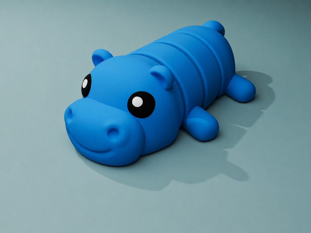 🐾 Cute Flexi Hippo Keychain – Adorable Articulated Hippopotamus Bag Charm & Desk Buddy