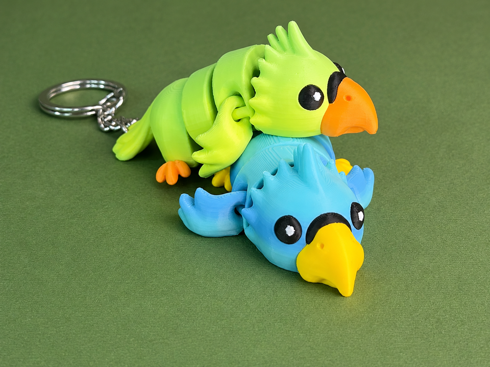 Parrot Buddy Keychain & Magnet – Cute Flexible Animal Charm