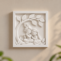Radha Krishna 3D Printed Wall Frame | White Religious Home Decor