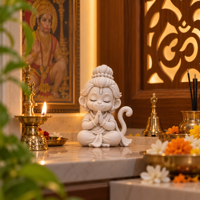 Cute Lord Hanuman Idol | 3D Printed Miniature for Home, Pooja & Car Dashboard