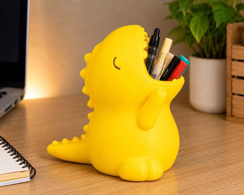 Cute Dinosaur Pen Holder | 15 cm 3D Printed Desk Organizer