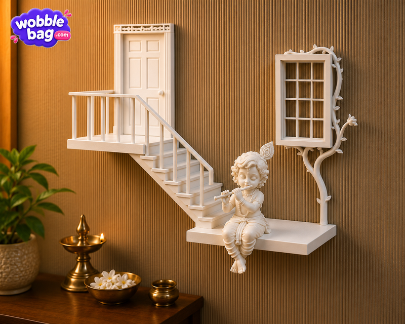 Little Krishna Playing Flute Wall Décor | 3D Printed Wall Hanging