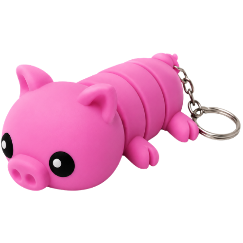 Piggy Buddy Keychain & Magnet – Cute Flexible Animal Charm